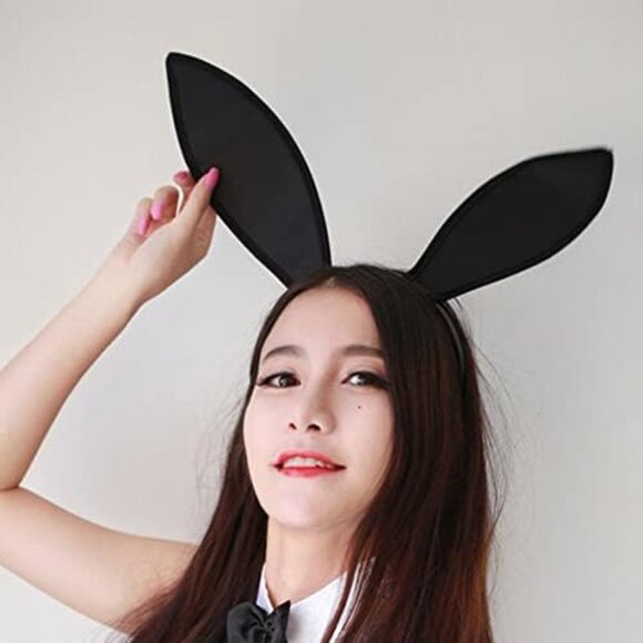 Women's Bunny Accessory Set Rabbit Ear Headband Collar Bow Tie Rabbit Tail for E - Picture 4 of 4